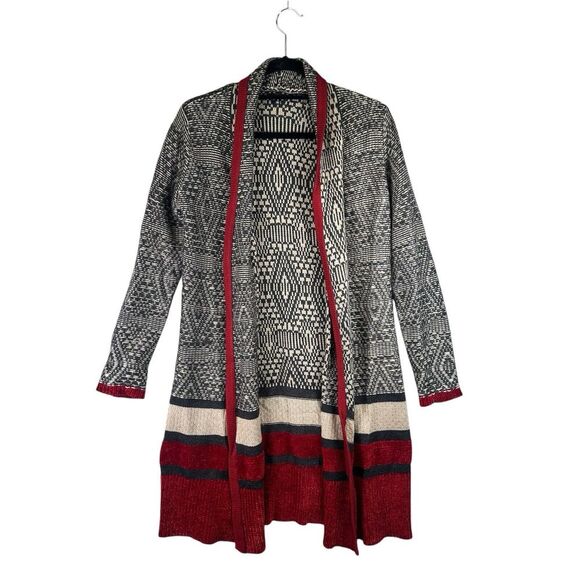 Hannah Duster Womens Small Longline Cardigan Open Front Sweater Knit Western Red - Picture 1 of 16